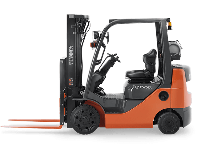 6,000 lb. Gas/LP or Diesel Warehouse Forklift, Quad Mast, Pneumatic Tires