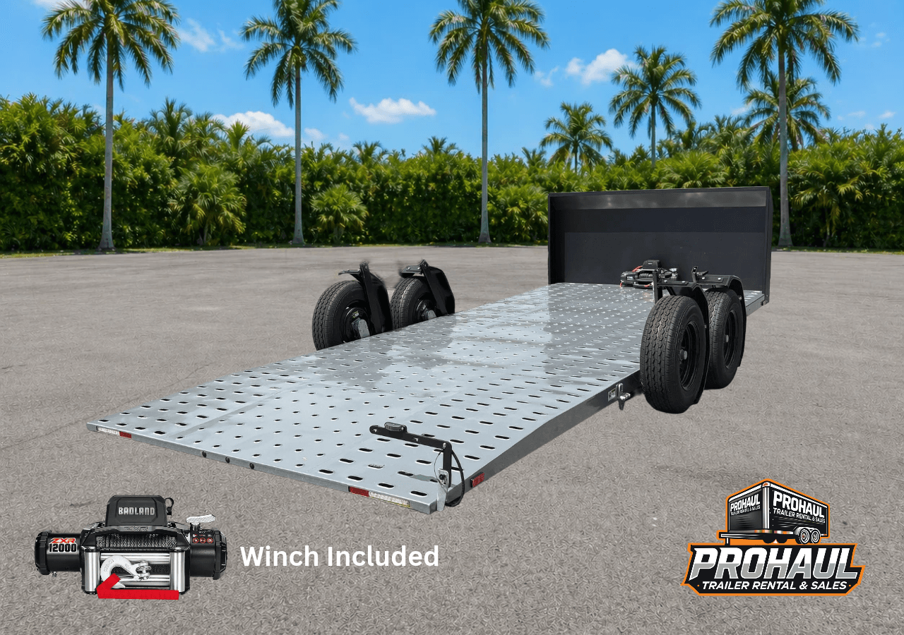 7’ x 18’ Drop Deck Car Hauler With Winch